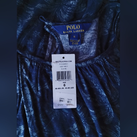 Polo by Ralph Lauren Navy Blue Girls Size 6 Patterned Dress • 100% Viscose NEW! - Picture 5 of 11